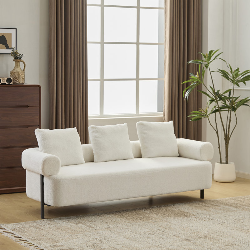 Canapé moderne 78 po 3 places beige, Beige