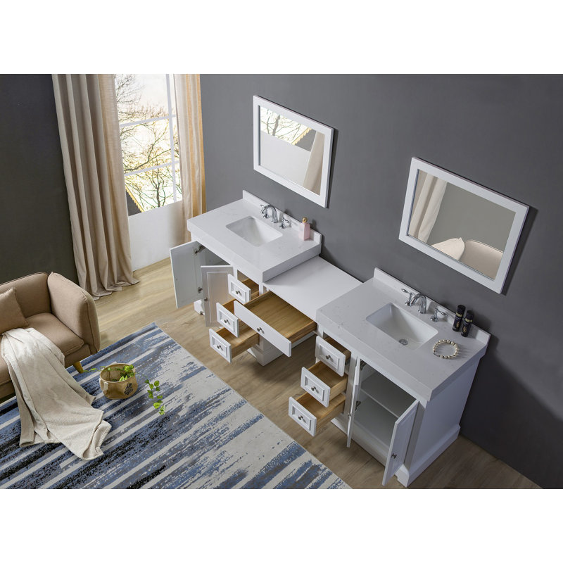 Nerys 95'' Double Bathroom Vanity with Cultured Marble Top