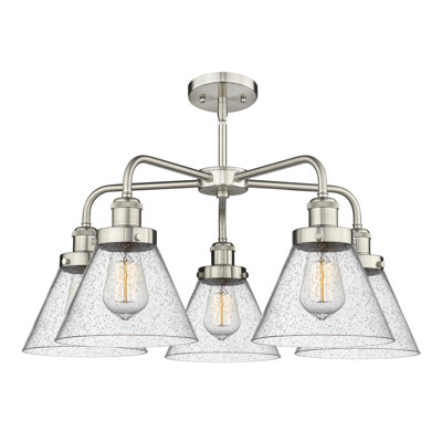 Cone 5 Light Stem Hung Chandelier