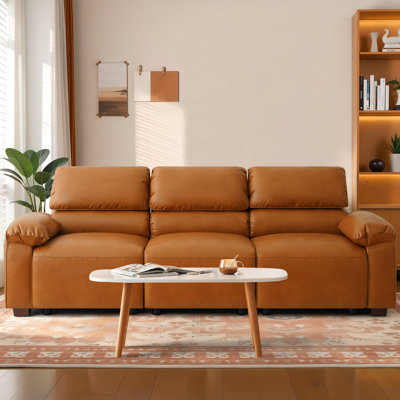 Modern Faux Leather Sofa Couch For Living Room by Latitude Run