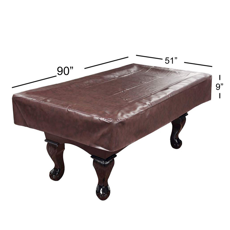 Hathaway 7 Foot Pool Table Cover Fitted – Brown Leatherette Billiard Table Cover with Cotton Lining and Reinforced Seams – Dust and Spill Protection for Game Room Tables