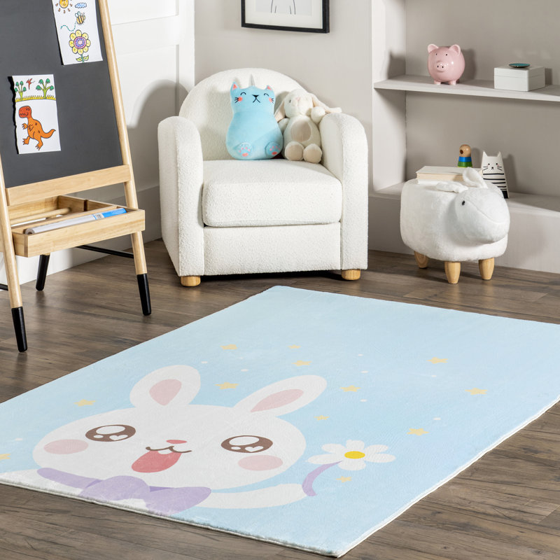 Tapis lavable à la machine Aloisia SpinClean Bunny, Rectangle 4 pi x 6 pi