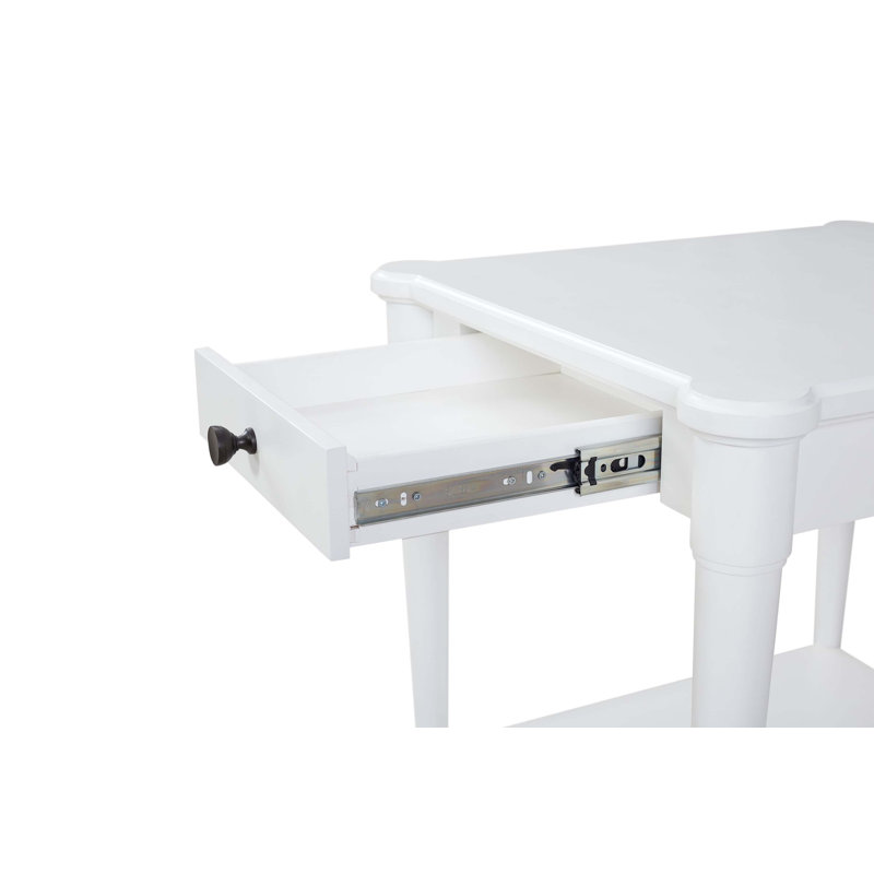 White Finished End Table With Storage Drawer