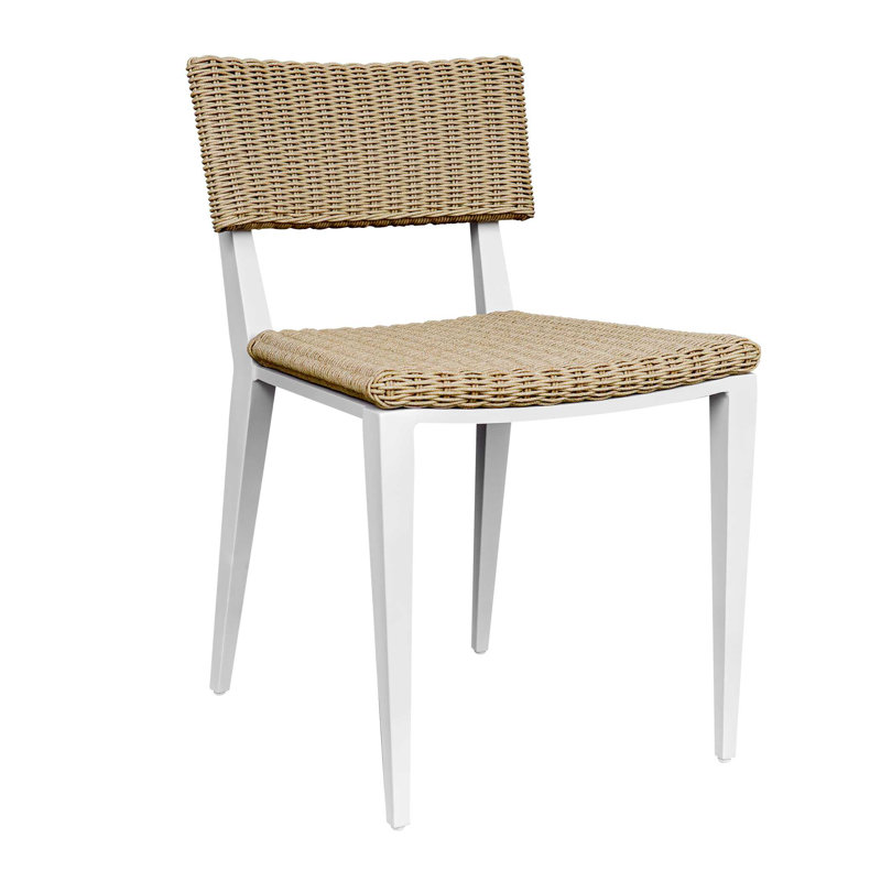 Coleston Outdoor Dining Chair, Brown Wood/White