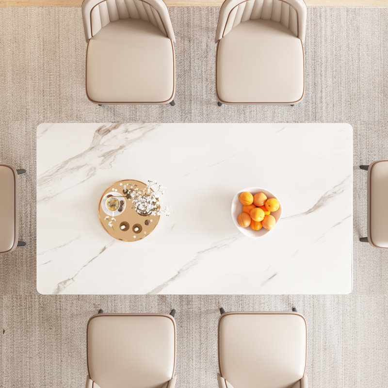 Khaleesie Rectangular Sintered Stone Ceramics Dining Table, White