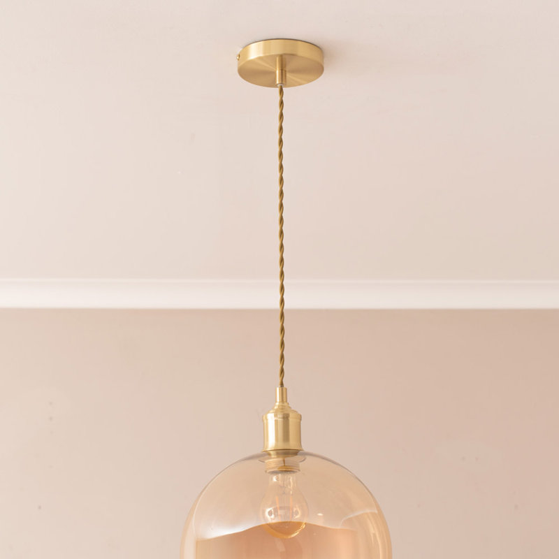 1 - Light Pendant, Brushed Gold, Yellow, Yes