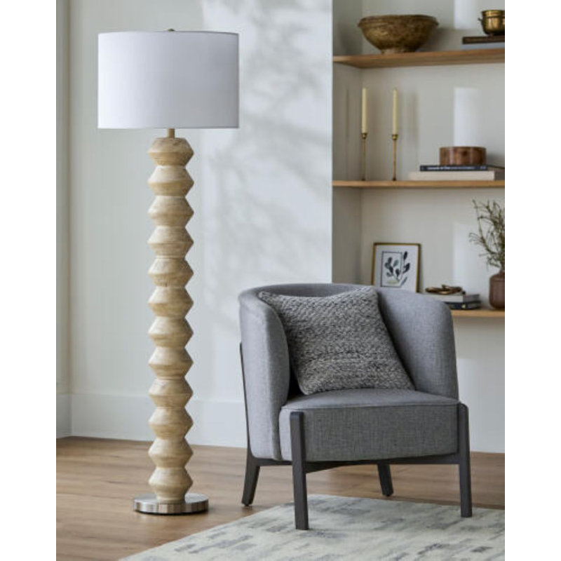 Zaymere Floor Lamp, White, Ivory
