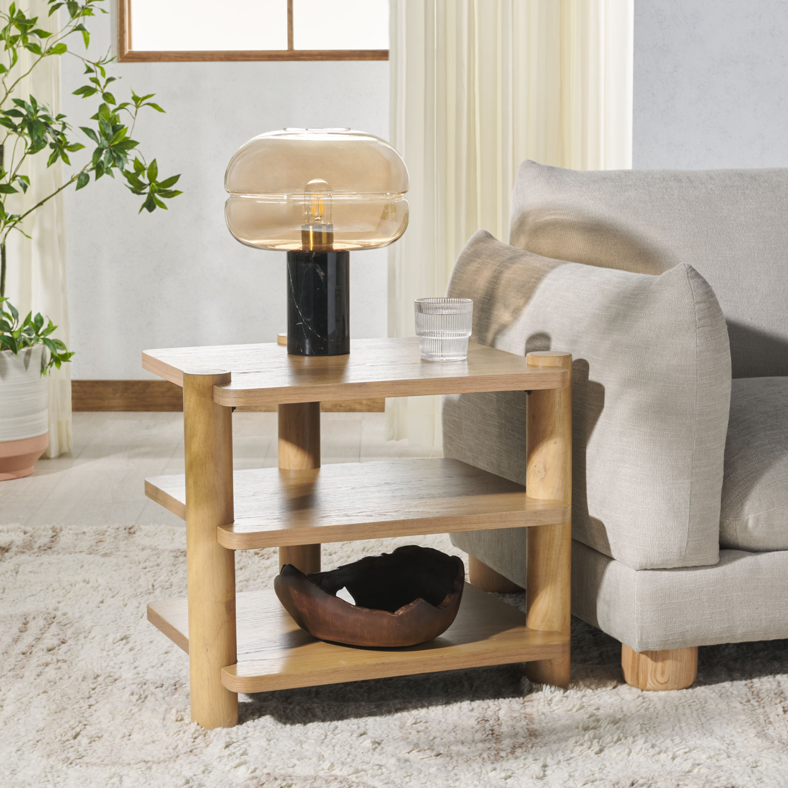 Hepburn 3 Shelf Wood Accent Table, Natural