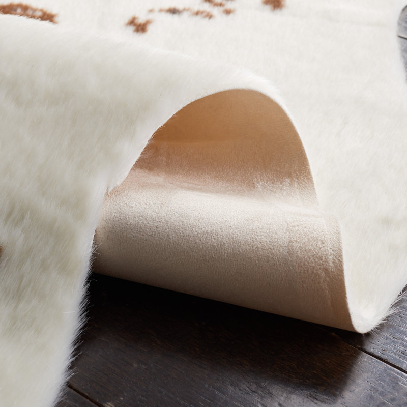 Tapis ivoire / brun foncé en polyester tissé à la machine Arbenita, Novateur 3 pi x 5 pi