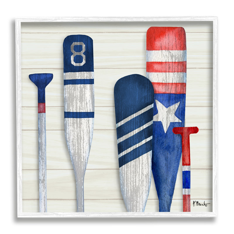 Port Oars Rustic Americana Patterns par Paul Brent - Peinture sur bois, H 24 po x l 24 po x P 1,5 po