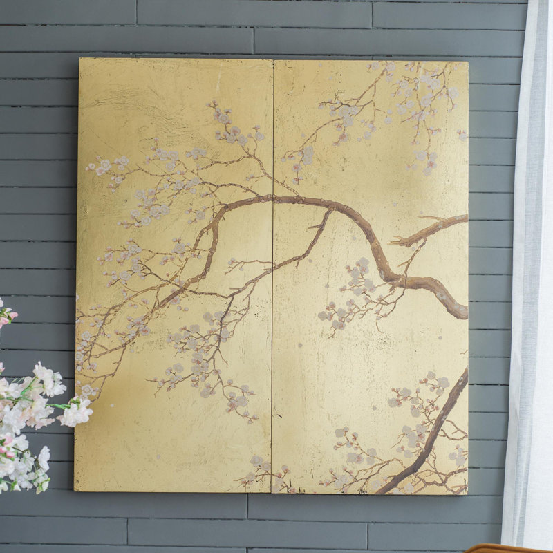 Ensemble de 2 panneaux d'art mural cerisier en fleurs