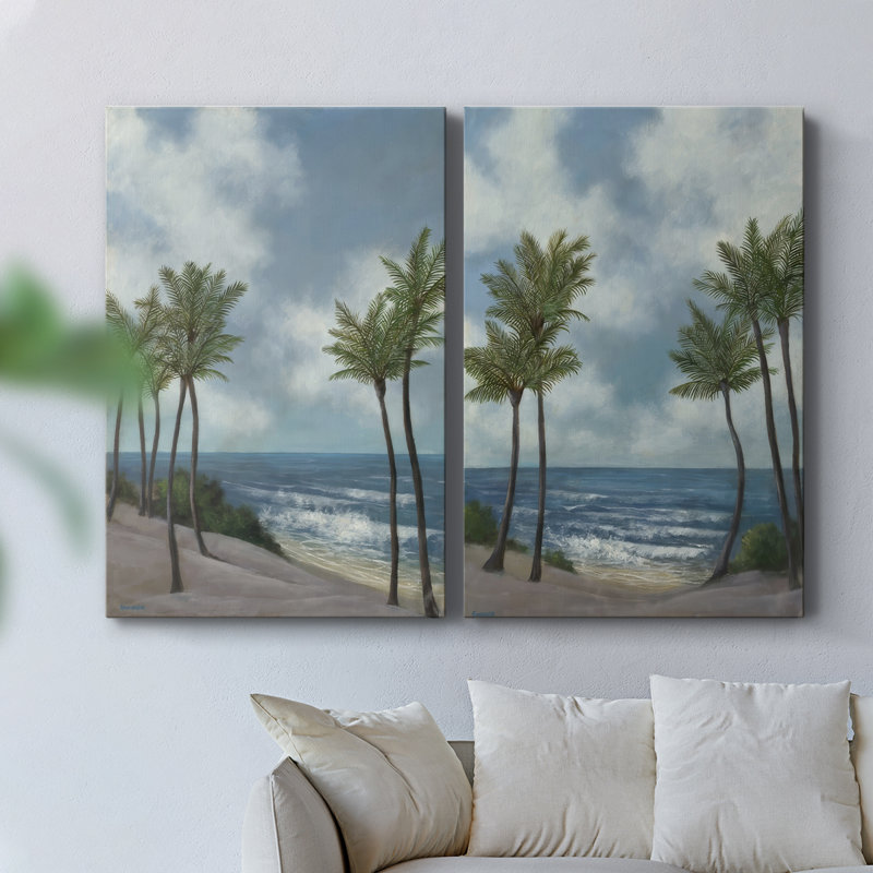 Coastal Palm Tree I - Toile tendue avec châssis de qualité supérieure - Prêt à être accroché, H 18 po x l 24 po