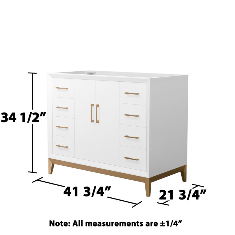 Base de meuble-lavabo simple 41,75 po seulement, Blanc, bronze
