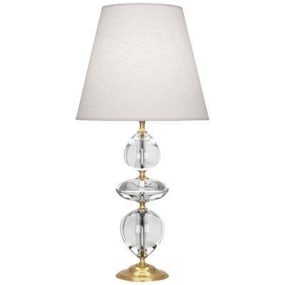 Élégante lampe de table de la collection Srkashlteni - Finition bronze patiné foncé avec accent de cristal transparent, 150 W maximum, gradateur pleine gamme, abat-jour en lin huître Shannon - idéal pour le décor du salon et de la chambre à couche