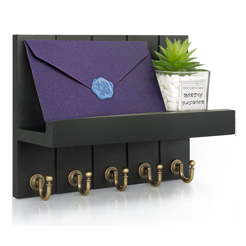 Rangement mural pour clés et courrier Vyrl, Noir laqué