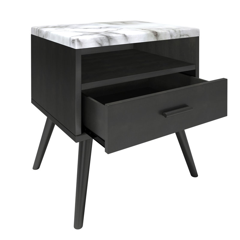 Table de chevet à profil bas Marcello, Noir