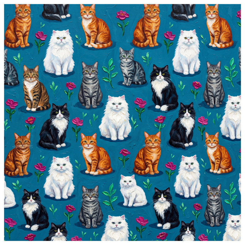 Couvre-lit matelassé pour chat et fleurs, King