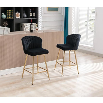 Upholstered Counter Stool with Metal Frame
