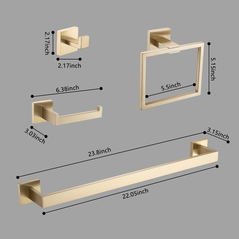 10 - Piece Bathroom Hardware Set, Brushed Gold