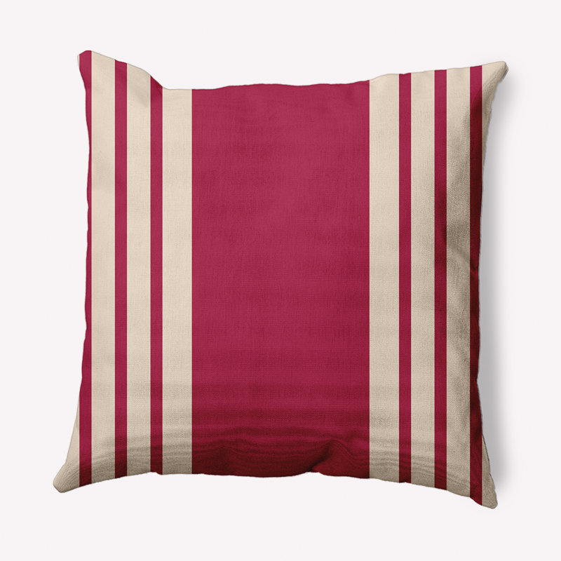 Coussin décoratif à rayures, 16 po x 16 po, Rose foncé