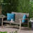 Patio Grey With Seating, Wood Structure And Iron Accents, Long-Lasting Outdoor In Grey, Woven Seat, Frame Accents For Longevity-1733226086
