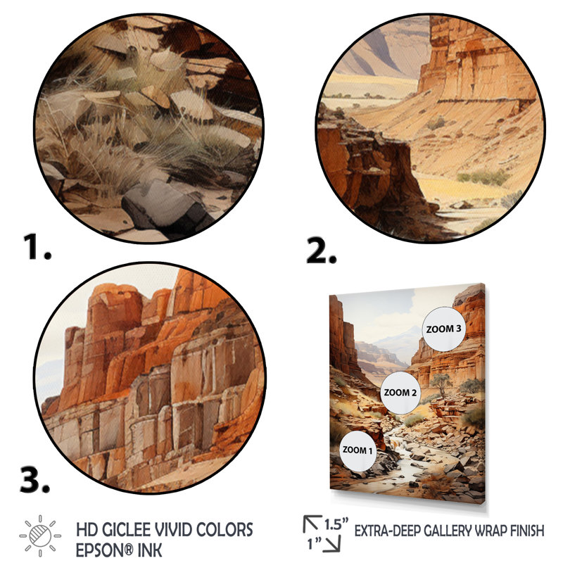 «Barriera Canyon Endless Journey I», reproduction sur toile, H 20 po x l 12 po x P 1 po, Cadre flottant doré