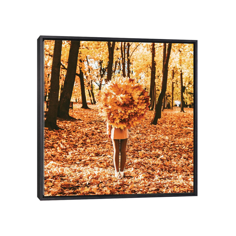 Reproduction d’automne par Hobopeeba-impression, Pas de tapis, H 18 po x l 18 po x 1,5 po, Toile avec cadre noir patiné