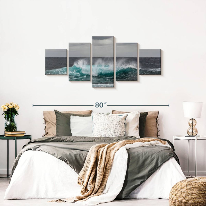 Ensemble de 5 pièces Ocean Wave Pop sur toile, H 68 po x l 30 po x P 1,25 po