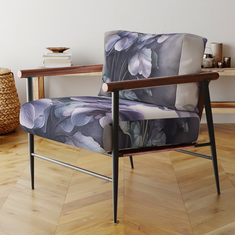 Chaise d'appoint rembourrée florale mauve violette Dream II de Violets, Noir