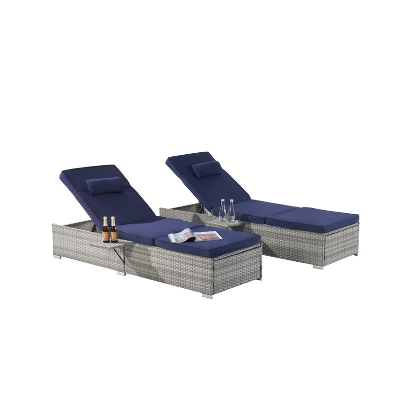 Ensemble de 2 chaises longues d'extérieur avec chaises longues pour l'extérieur, Bleu