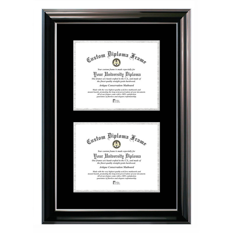 Cadre photo à double degré pour le certificat Traci, 8 po x 10 po, Noir / argent