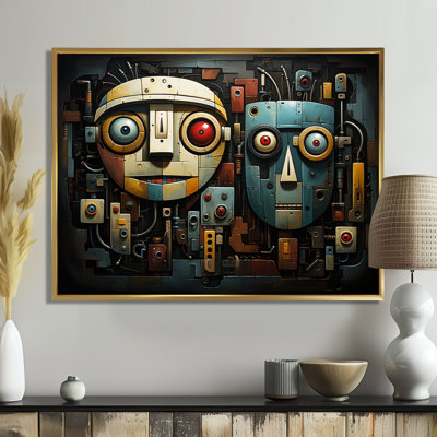 «Blue and Beige Robot Revolution - Science Fiction», art encadré