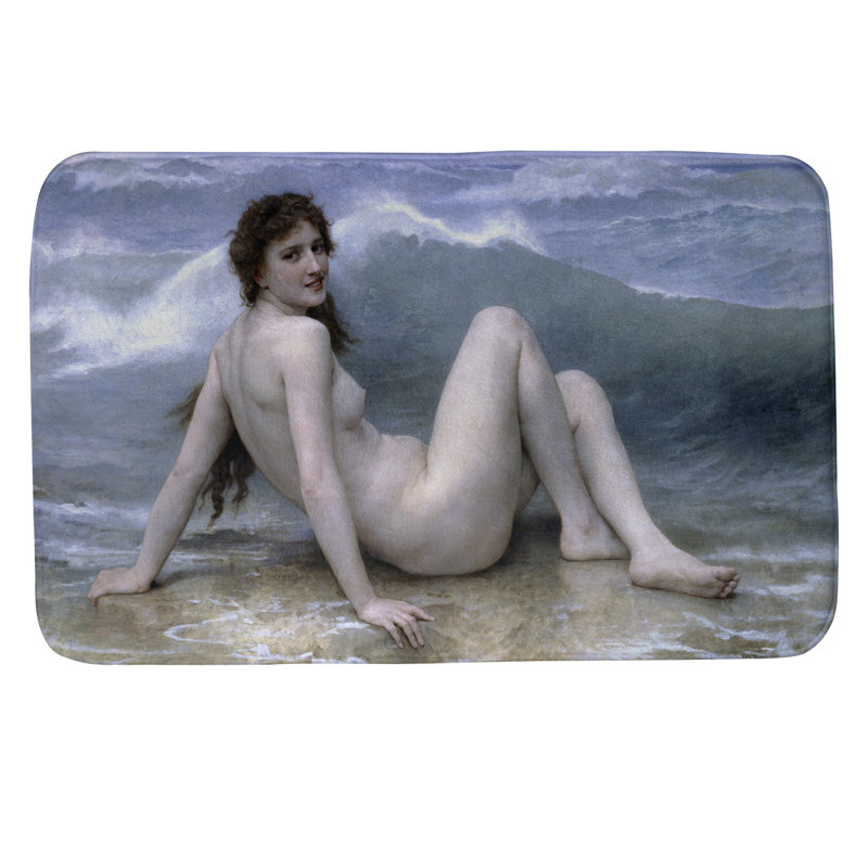 Tapis pour salle de bain wave, l 21 po x L 34 po, Beige / bleu