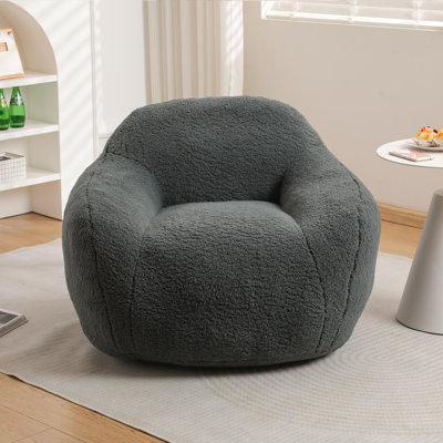 Soft Teddy Bean Bag Sofa for Adults with Spacious Design Bean Bag Couch in Dark Gray by Trule