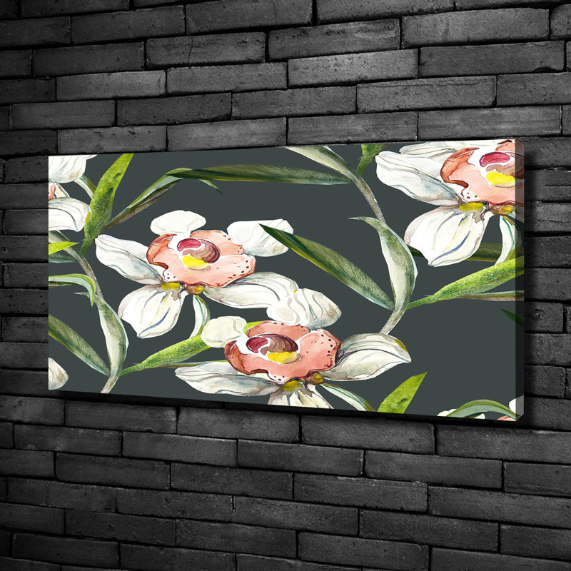 Floral Pattern - Print, Canvas, 50cm H x 100cm W x 2cm D