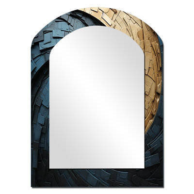 Gold Teal Minimalisme Spiral Poteries - Miroir mural arqué or moderne