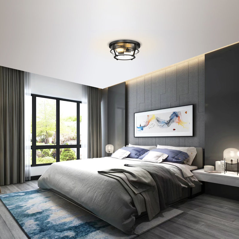 Plafonnier encastré 2 lumières 12,88 po Nox, Noir mat