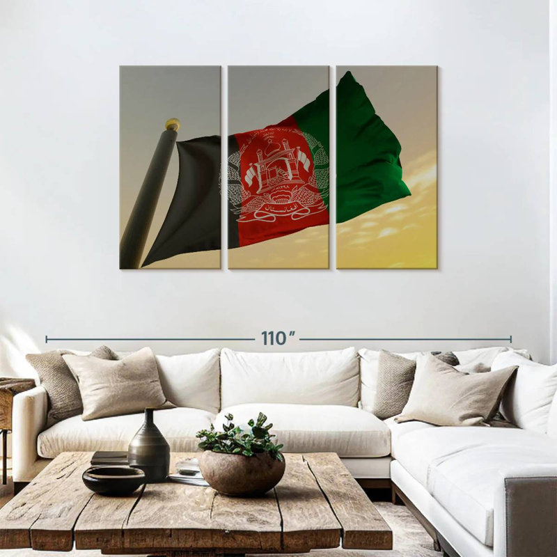 Drapeau national afghan, H 48 po x l 74 po
