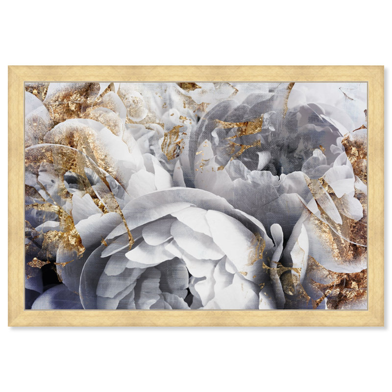 « Her Peony Garden » - impression d'art graphique, H 21,5 po x l 31,5 po, Cadre doré