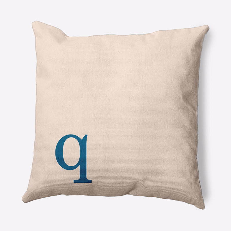 Coussin décoratif moderne Modern Monogram, Automne bleu, 16 po x 16 po, Q