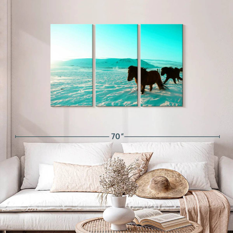 Brampt, chevaux islandais, H 28 po x l 45 po