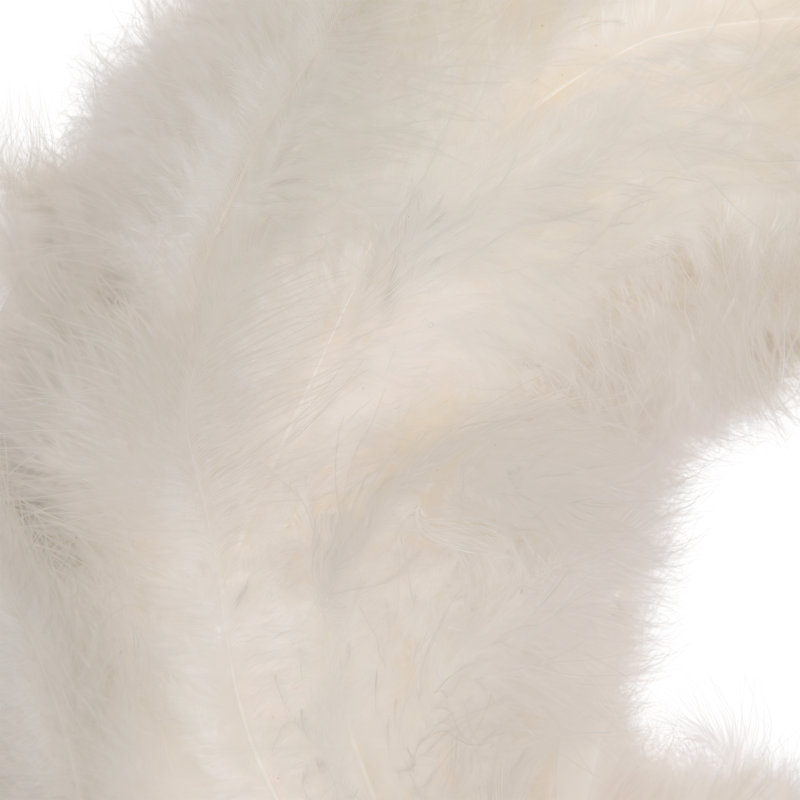 Couronne de Noël à deux tons de plumes - 14,5 po - non éclairée, Blanc d'hiver