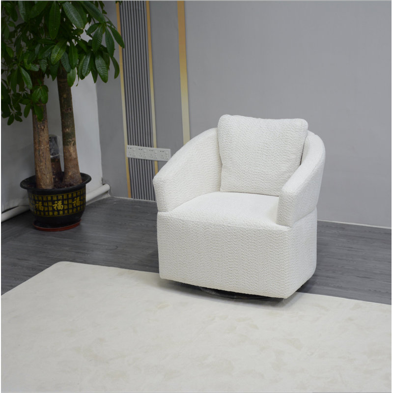 Modern 360 Degree Swivel Sofa Chair, Round Armchairs With High Backrest And Upholstered, Beige Velvet Accent Chair For Living Room,Bedroom, Office, Small Spaces
