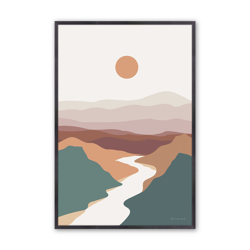 Impression de montagne minimaliste v2, Cadre en zinc patiné, H 15,25 po x l 12,25 po x P 1,25 po
