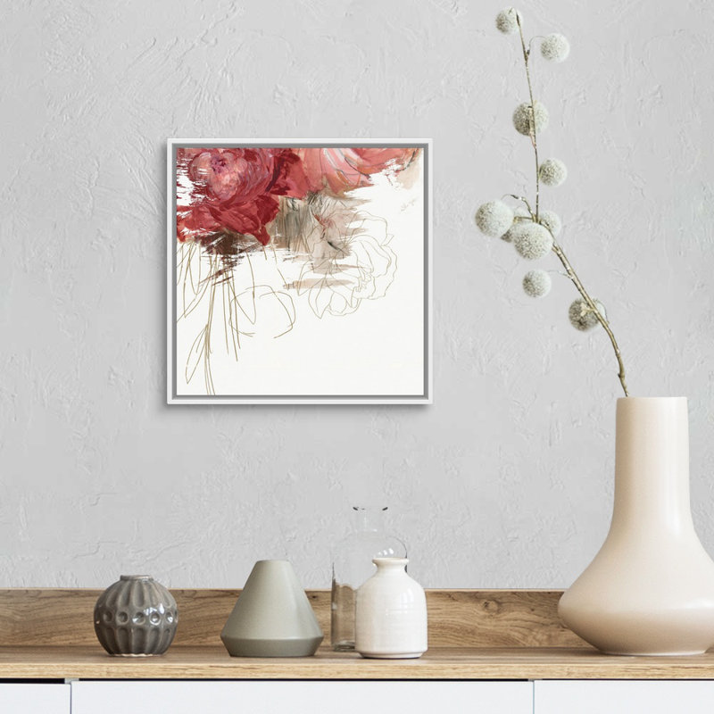Reproduction d’art sur toile, "Crimson Lust III" par PI studio, H 14 po x l 14 po x P 1,75 po, Cadre blanc