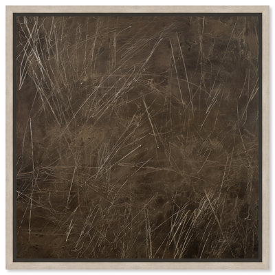 Décoration de bureau brune imprimée sur toile brune par Art Remedy, cadre en chêne naturel, 30 x 30