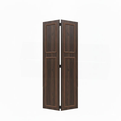 38 Series 36 po x 80 po Porte pliante en panneau de fibres à densité moyenne à 2 panneaux de 3/4 couleur noyer avec quincaillerie 3/4 po