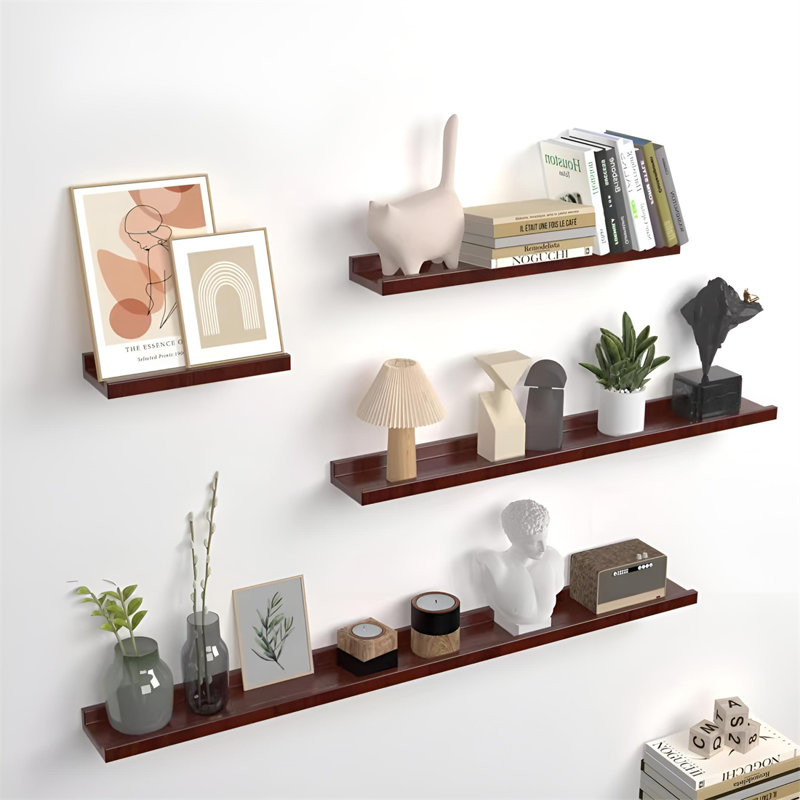 Tablette murale flottante en bois massif, H 1,57 po x l 47,24 po x P 4,72 po
