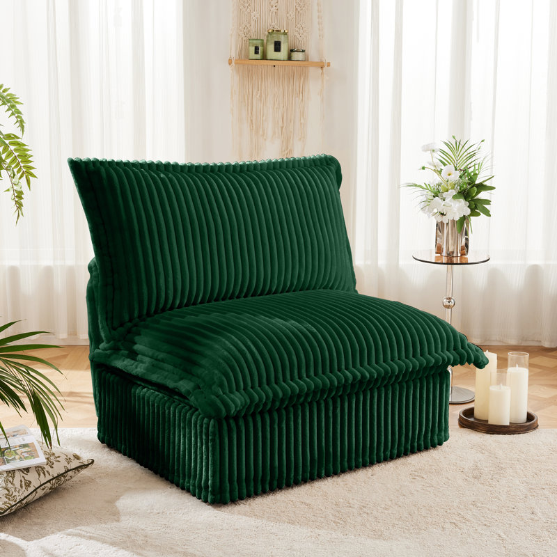 Fauteuil d'appoint en velours côtelé Kingsley, Velours côtelé vert