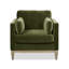 Chaise avec accoudoirs de ferme moderne de 36 po Knox, velours performance vert olive-1013808314